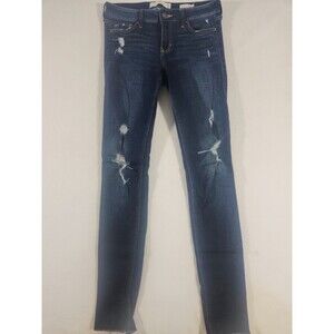 Hollister  Jeans Size 5L Waist 27/32Low Rise Super Skinny Distressed Stretch